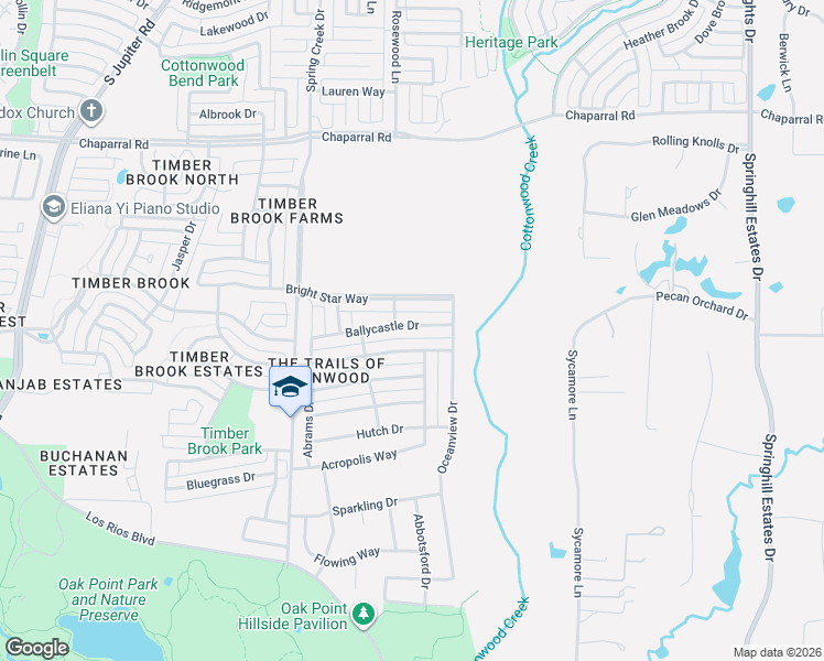 map of restaurants, bars, coffee shops, grocery stores, and more near 3625 Danbury Lane in Plano
