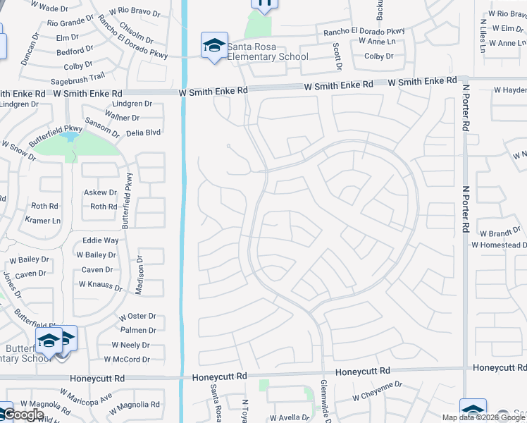 map of restaurants, bars, coffee shops, grocery stores, and more near 20500 North Big Dipper Drive in Maricopa