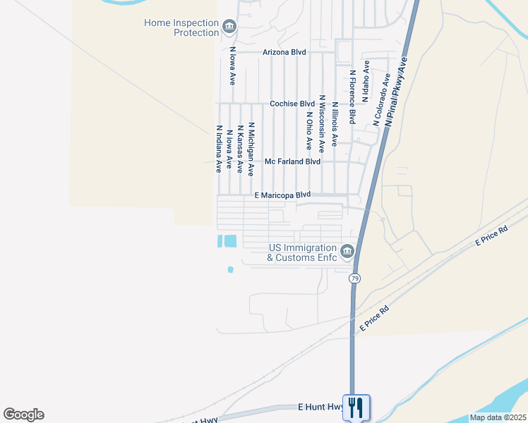 map of restaurants, bars, coffee shops, grocery stores, and more near 3543 North Caliente Boulevard in Florence