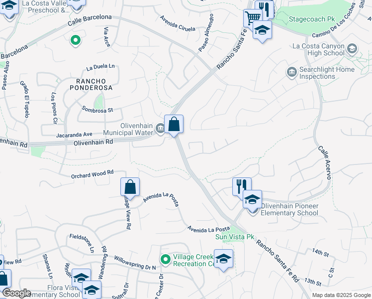 map of restaurants, bars, coffee shops, grocery stores, and more near 8008 Avenida Secreto in Carlsbad