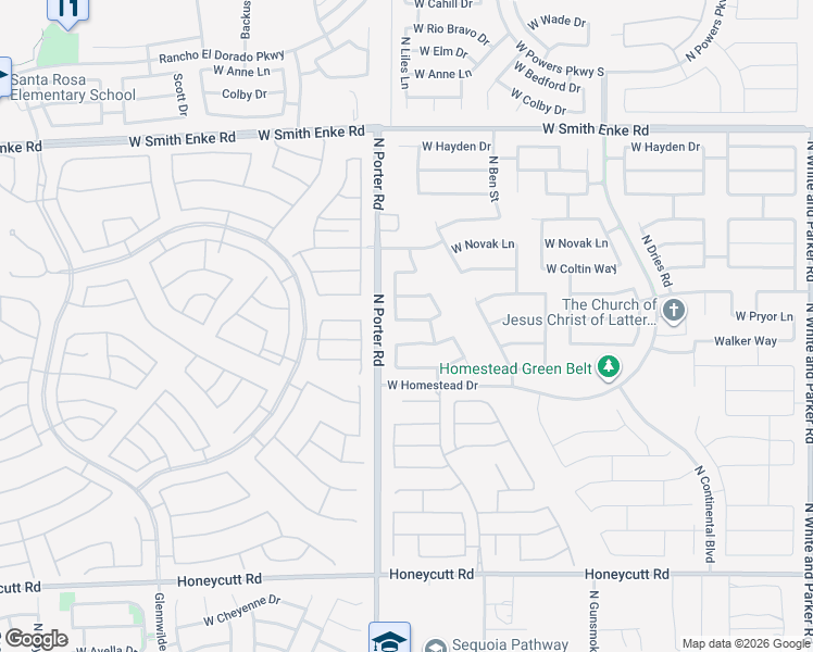 map of restaurants, bars, coffee shops, grocery stores, and more near 41389 West Pryor Lane in Maricopa