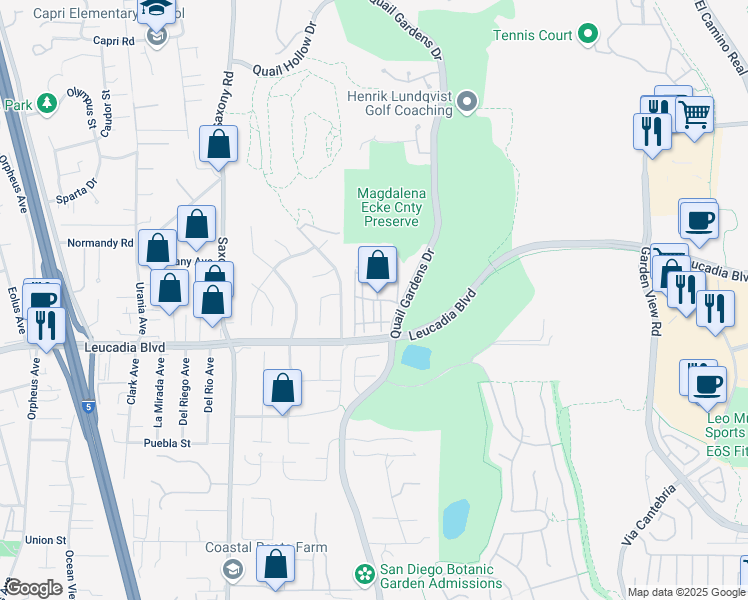 map of restaurants, bars, coffee shops, grocery stores, and more near in Encinitas