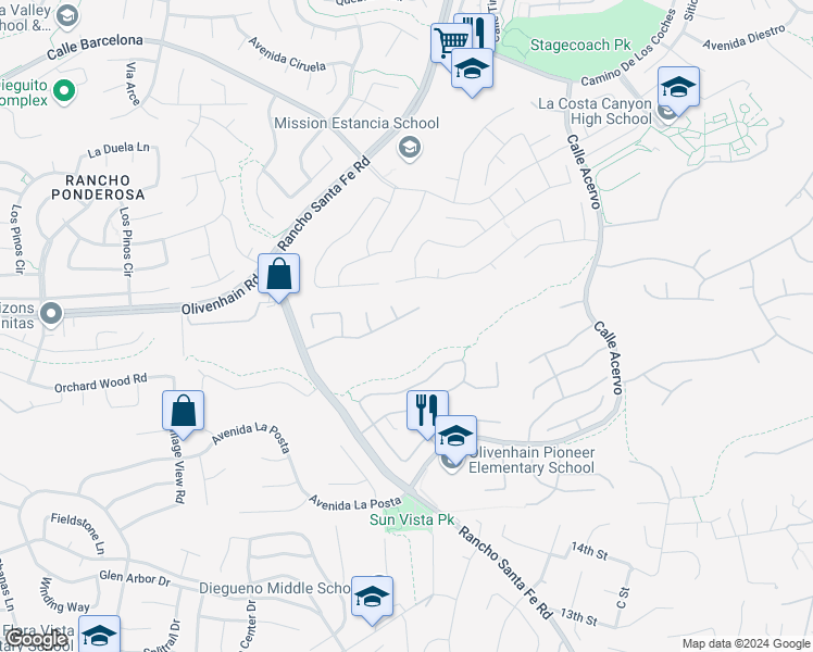 map of restaurants, bars, coffee shops, grocery stores, and more near 3267 Avenida Aragon in Carlsbad