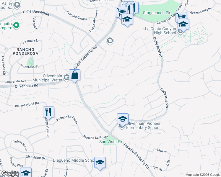 map of restaurants, bars, coffee shops, grocery stores, and more near 3284 Avenida Aragon in Carlsbad
