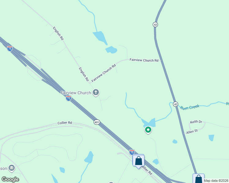map of restaurants, bars, coffee shops, grocery stores, and more near 428 Fairview Church Road in Forsyth