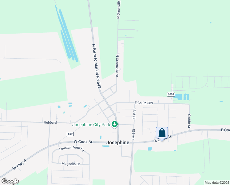 map of restaurants, bars, coffee shops, grocery stores, and more near 206 Jordan Road in Farmersville