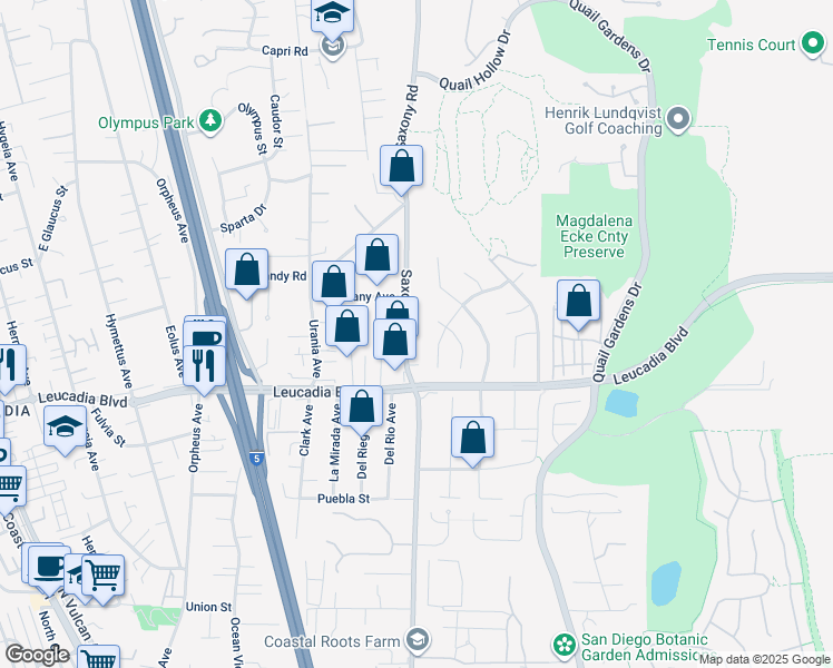 map of restaurants, bars, coffee shops, grocery stores, and more near 1018 Oldham Way in Encinitas