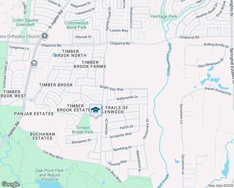 map of restaurants, bars, coffee shops, grocery stores, and more near 3548 Bright Star Way in Plano