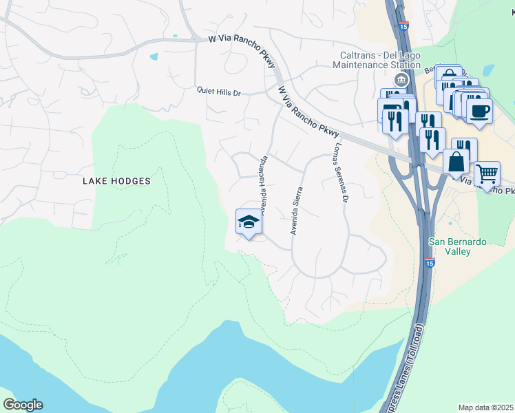 map of restaurants, bars, coffee shops, grocery stores, and more near 3302 Vista Rocosa in Escondido
