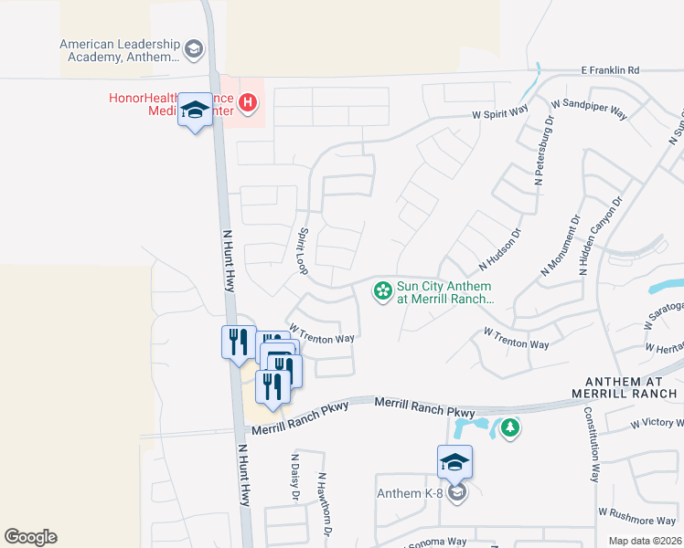 map of restaurants, bars, coffee shops, grocery stores, and more near 7856 West Silver Spring Way in Florence
