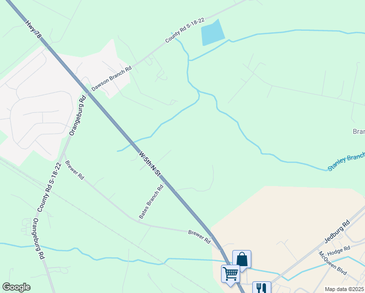 map of restaurants, bars, coffee shops, grocery stores, and more near 154 Tiger Lane in Summerville