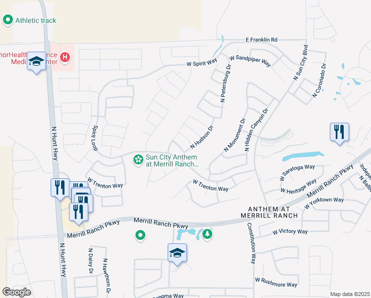 map of restaurants, bars, coffee shops, grocery stores, and more near 7364 West Silver Spring Way in Florence