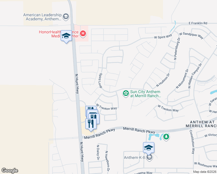 map of restaurants, bars, coffee shops, grocery stores, and more near 7856 West Silver Spring Way in Florence