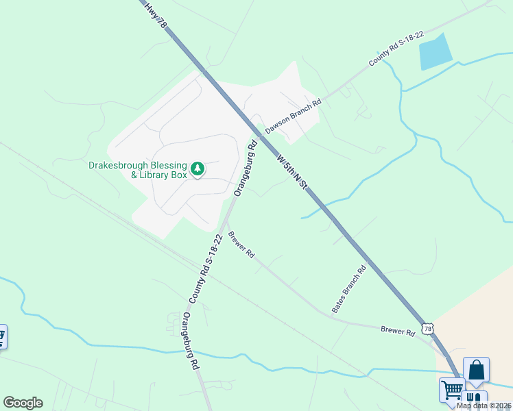 map of restaurants, bars, coffee shops, grocery stores, and more near 1410-1412 Co Road S-18-22 in Summerville