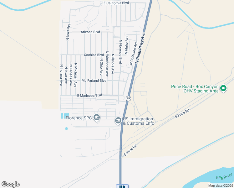 map of restaurants, bars, coffee shops, grocery stores, and more near 3600 North Florence Boulevard in Florence