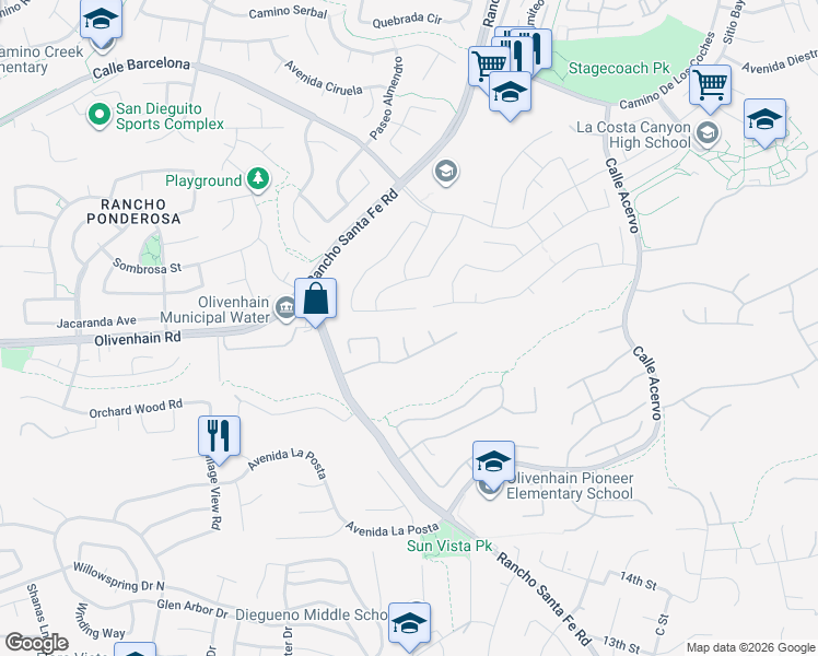 map of restaurants, bars, coffee shops, grocery stores, and more near 8047 Sitio Andalucia in Carlsbad
