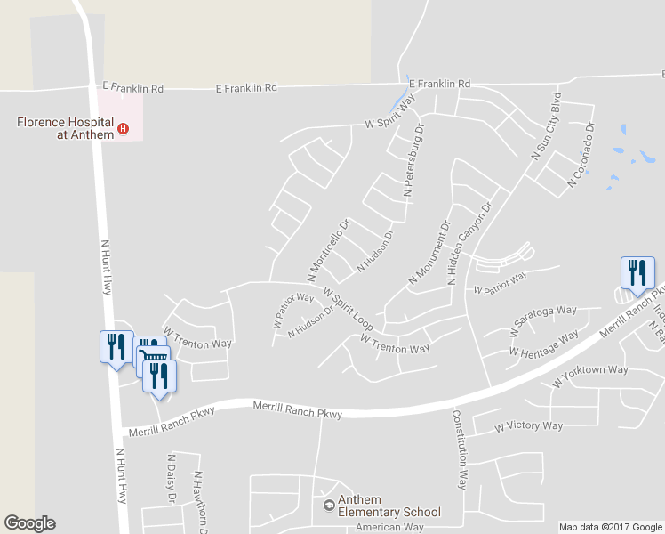 map of restaurants, bars, coffee shops, grocery stores, and more near 7364 West Silver Spring Way in Florence