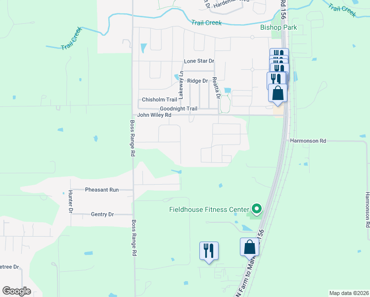 map of restaurants, bars, coffee shops, grocery stores, and more near 1438 Oliver Creek Lane in Justin