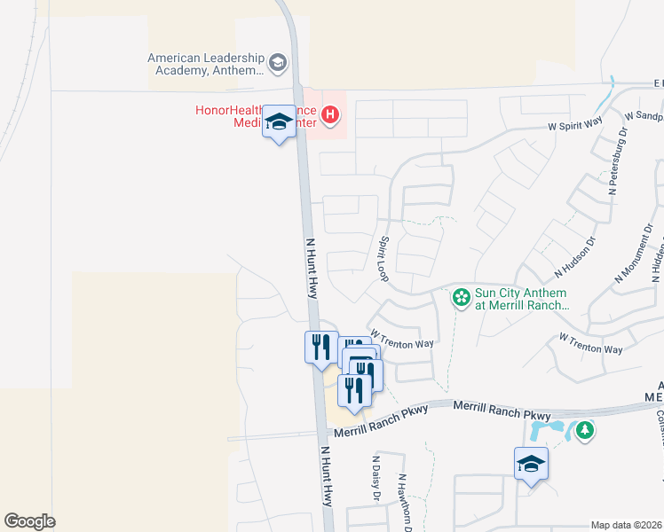 map of restaurants, bars, coffee shops, grocery stores, and more near 8180 West Silver Spring Way in Florence