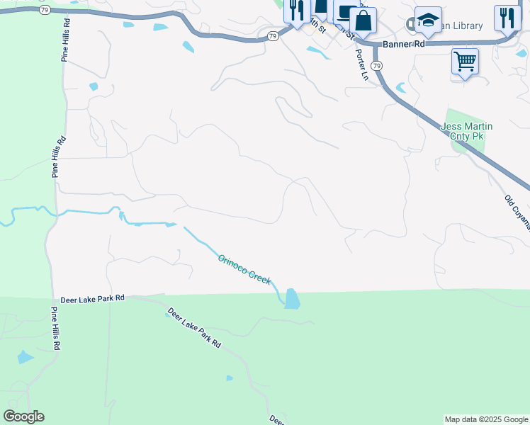map of restaurants, bars, coffee shops, grocery stores, and more near Van Duesan Road in Julian