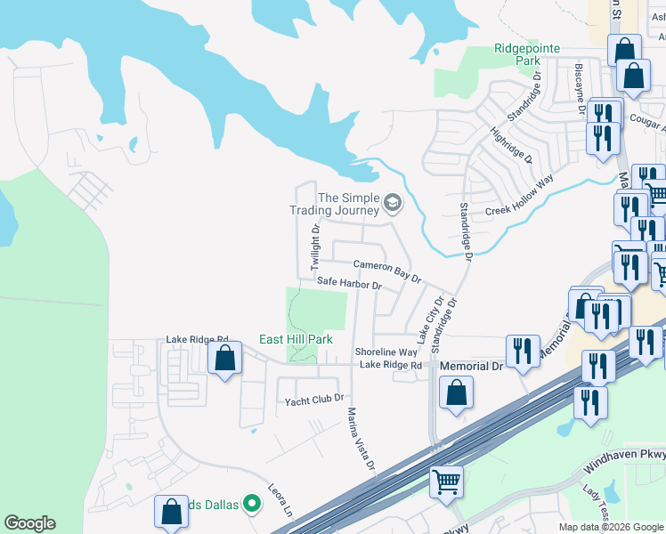 map of restaurants, bars, coffee shops, grocery stores, and more near 2728 Cameron Bay Drive in Lewisville