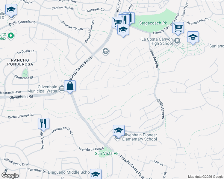 map of restaurants, bars, coffee shops, grocery stores, and more near 3284 Avenida Aragon in Carlsbad