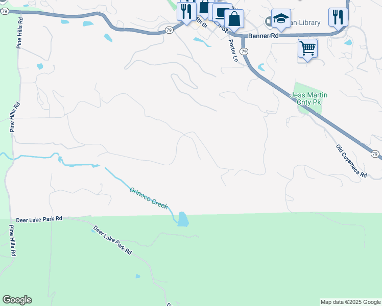 map of restaurants, bars, coffee shops, grocery stores, and more near Van Duesan Road in Julian