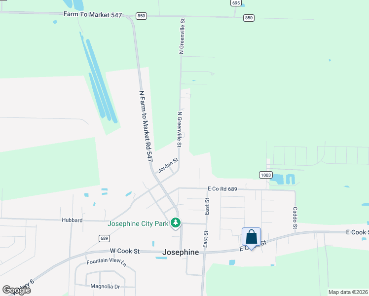map of restaurants, bars, coffee shops, grocery stores, and more near 206 North Greenville Street in Josephine