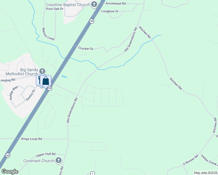 map of restaurants, bars, coffee shops, grocery stores, and more near 14282 Old Greensboro Road in Tuscaloosa
