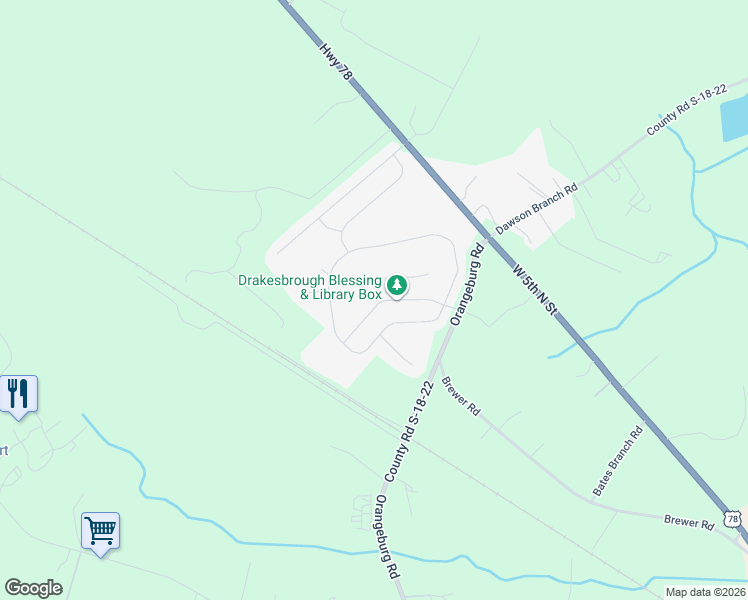 map of restaurants, bars, coffee shops, grocery stores, and more near 1132 Flyway Road in Summerville