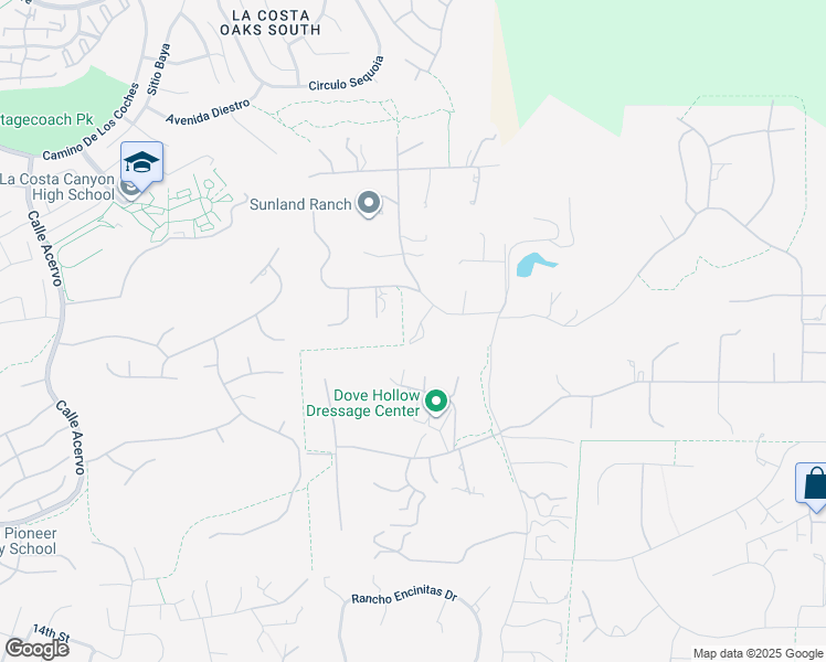 map of restaurants, bars, coffee shops, grocery stores, and more near 3572 Copper Crest Road in Encinitas