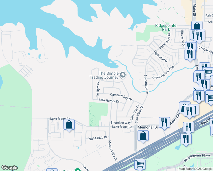 map of restaurants, bars, coffee shops, grocery stores, and more near 2737 Treasure Cove Dr in Lewisville