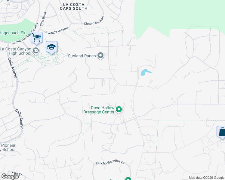 map of restaurants, bars, coffee shops, grocery stores, and more near 3572 Copper Crest Road in Encinitas