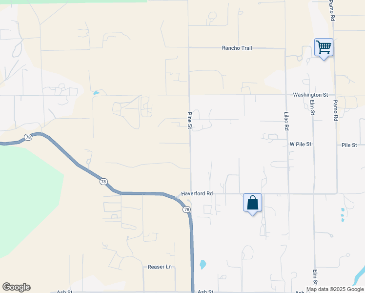 map of restaurants, bars, coffee shops, grocery stores, and more near 955 Heritage Ranch Road in Ramona