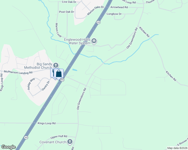 map of restaurants, bars, coffee shops, grocery stores, and more near 14280 Old Greensboro Road in Tuscaloosa