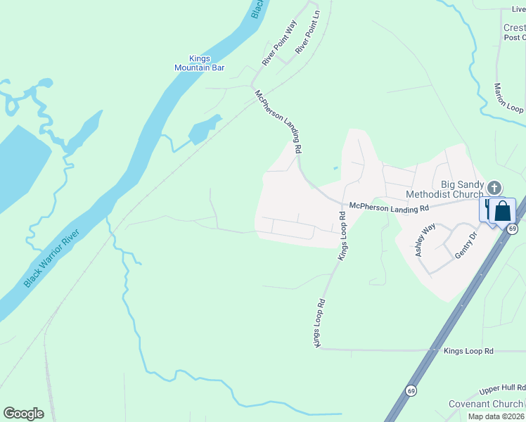 map of restaurants, bars, coffee shops, grocery stores, and more near 11642 Andrew Way in Tuscaloosa