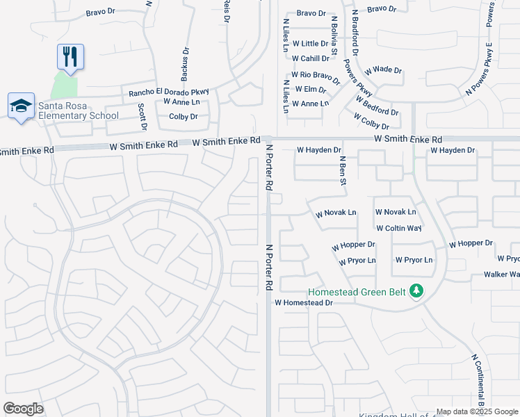 map of restaurants, bars, coffee shops, grocery stores, and more near 41445 West Novak Lane in Maricopa