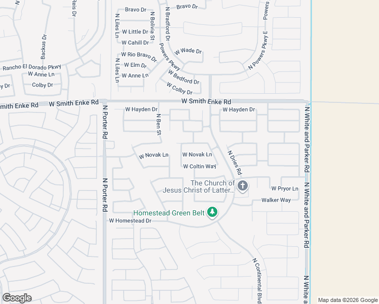 map of restaurants, bars, coffee shops, grocery stores, and more near 40832 West Novak Lane in Maricopa