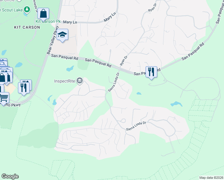 map of restaurants, bars, coffee shops, grocery stores, and more near 1005 Calle De Lepanto in Escondido