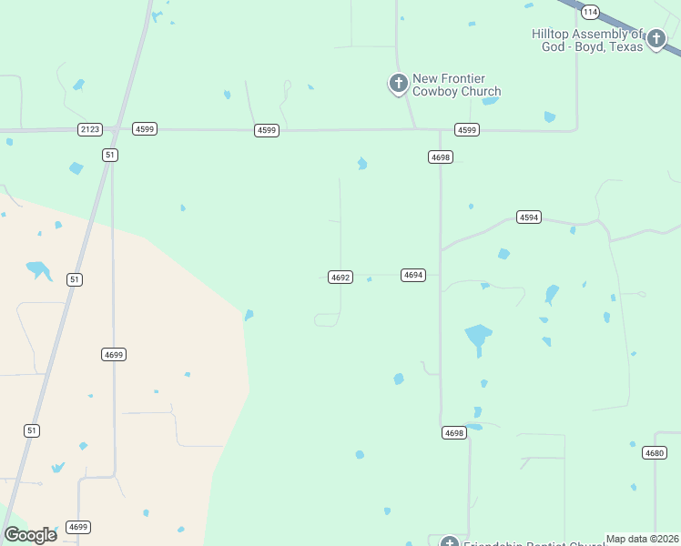 map of restaurants, bars, coffee shops, grocery stores, and more near 121 County Road 4692 in Boyd