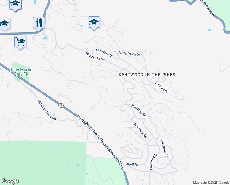 map of restaurants, bars, coffee shops, grocery stores, and more near 3247 Canyon Drive in Julian