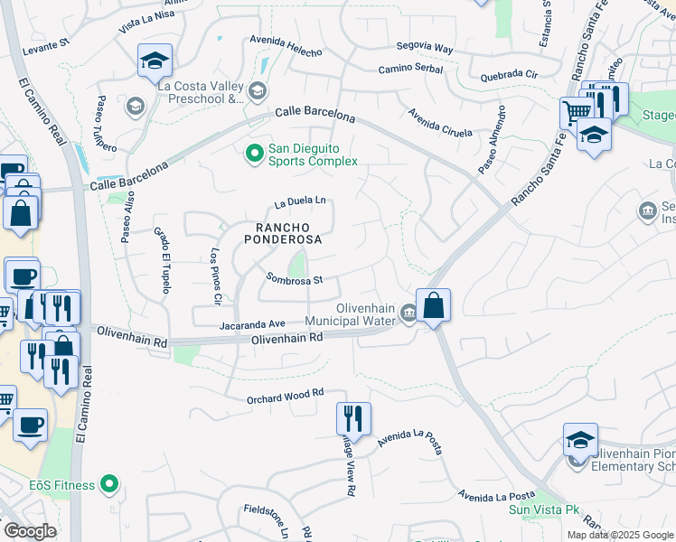 map of restaurants, bars, coffee shops, grocery stores, and more near 2814 Sombrosa Street in Carlsbad