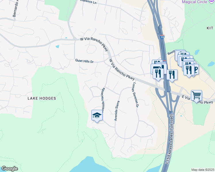 map of restaurants, bars, coffee shops, grocery stores, and more near 462 Avenida Adobe in Escondido