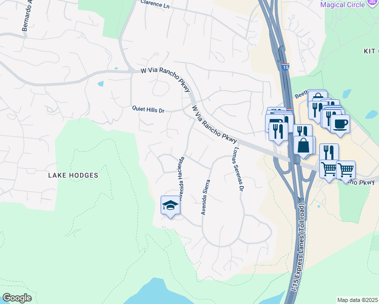 map of restaurants, bars, coffee shops, grocery stores, and more near 462 Avenida Adobe in Escondido