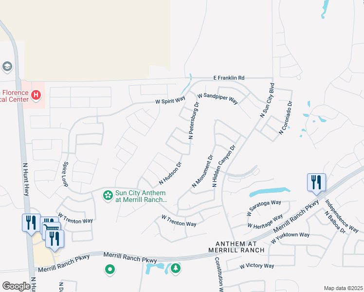 map of restaurants, bars, coffee shops, grocery stores, and more near 7104 West Willow Way in Florence
