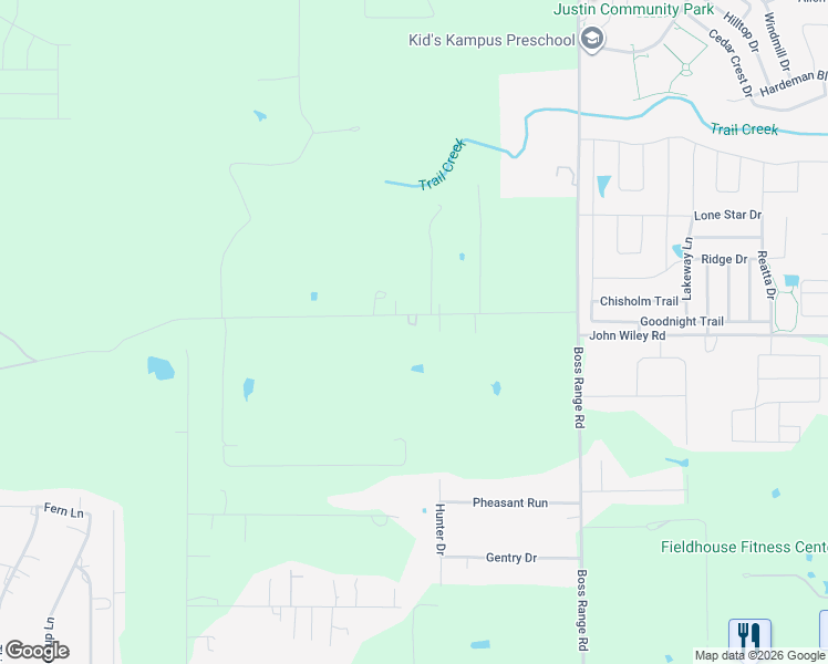 map of restaurants, bars, coffee shops, grocery stores, and more near 10569 Range Road in Justin