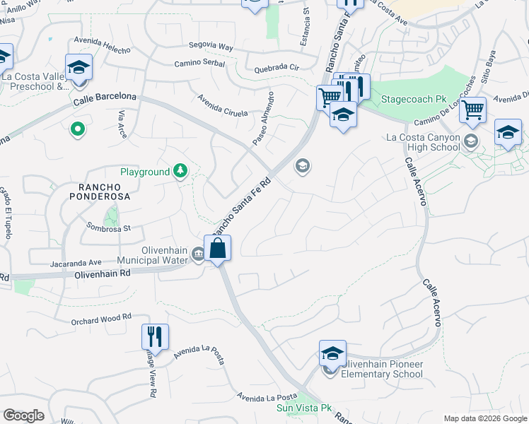 map of restaurants, bars, coffee shops, grocery stores, and more near 7927 Calle Madrid in Carlsbad