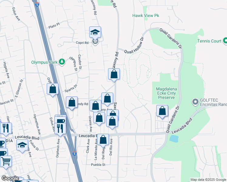 map of restaurants, bars, coffee shops, grocery stores, and more near 1183 Tuscany Court in Encinitas