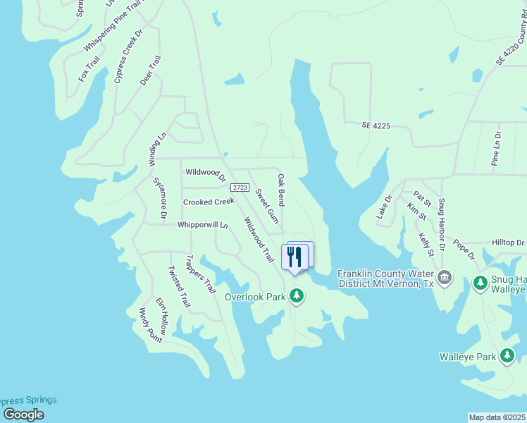 map of restaurants, bars, coffee shops, grocery stores, and more near 214 Sweet Gum in Mount Vernon