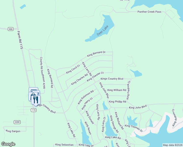 map of restaurants, bars, coffee shops, grocery stores, and more near 700 King Larry Road in Scroggins